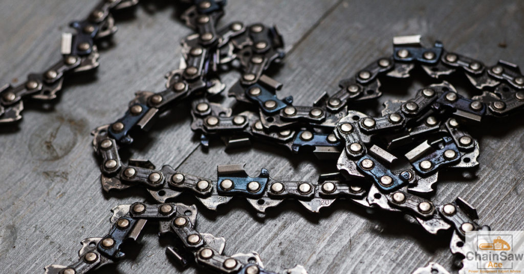 Chainsaw Chain Types for Firewood: chainsaw chain on table up close