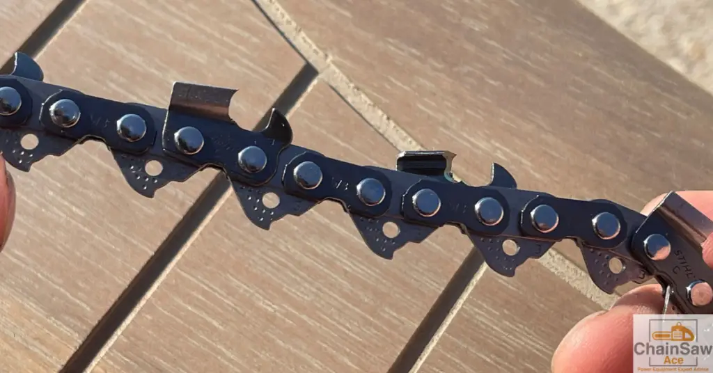 Chainsaw chain up close