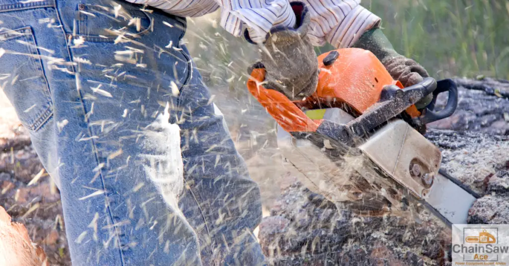 Chainsaw Safety Secrets: Protecting Yourself Like a Pro! - man cutting tree on the ground with chainsaw.