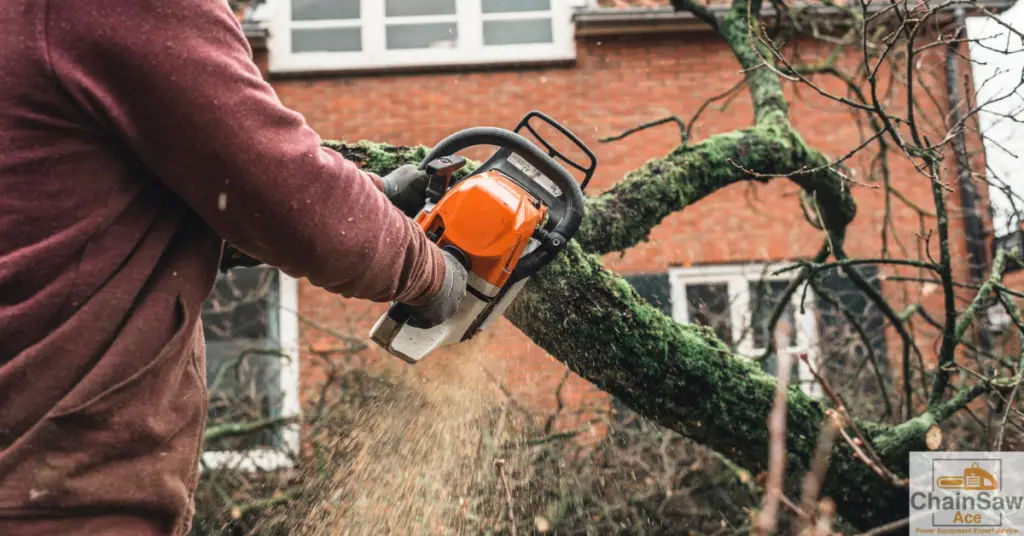 Chainsaw Safety Secrets: Protecting Yourself Like a Pro! - Man cutting limb with chainsaw