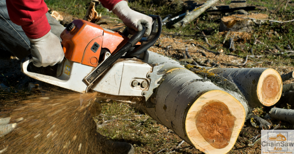 Chainsaw Safety Secrets: Protecting Yourself Like a Pro! - man cutting log with chainsaw