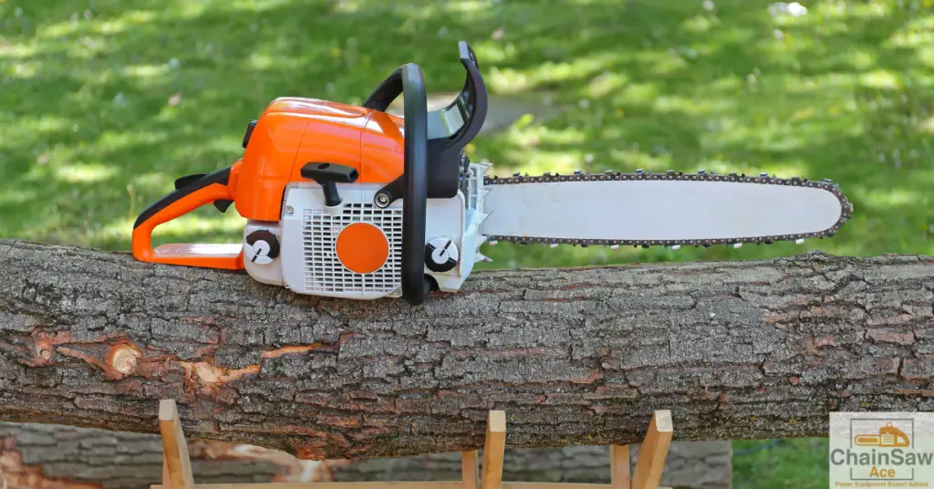 Stihl Chainsaw Chain Maintenance - Easy Tips - Stihl Chainsaw Sitting on Log