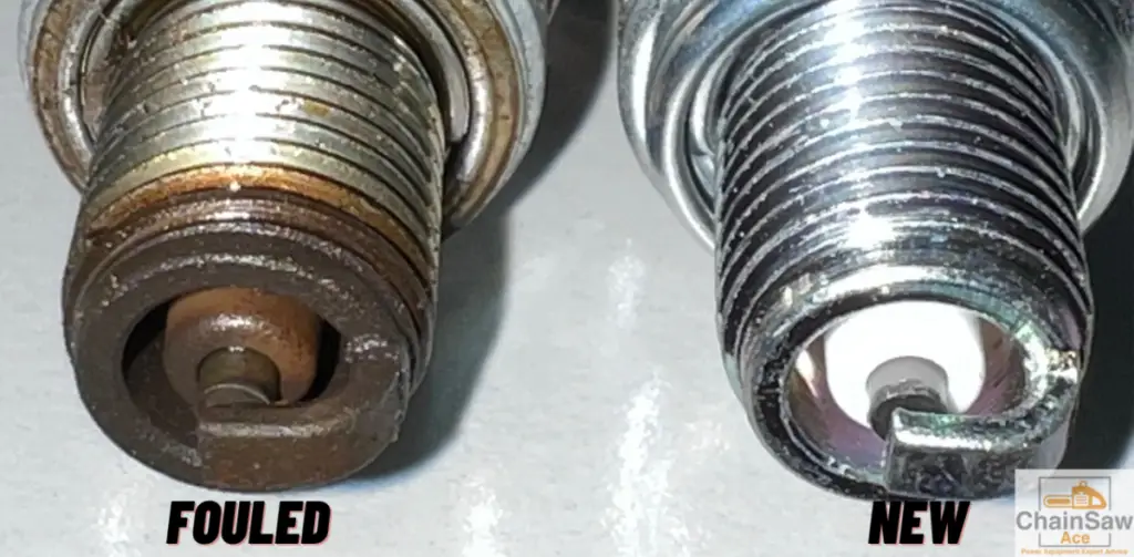 Stihl MS290 Spark Plug - Fouled vs New